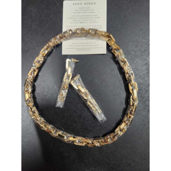 Eddie Borgo Supra Link Classic Heritage Link 17” Necklace With Earrings Set - Picture 9 of 16